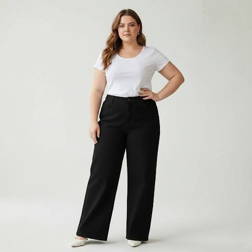 بنطلون وايد ليج جينز أسود